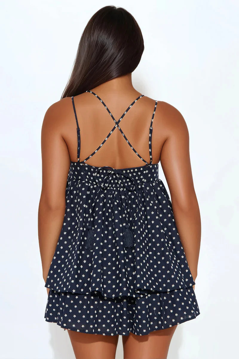 Navy Daisy Romper