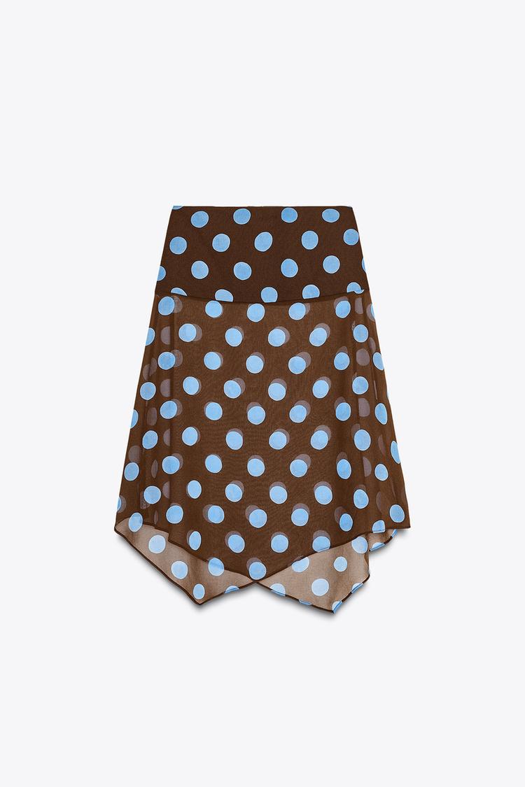 Polka Dot Asymmetric Skirt