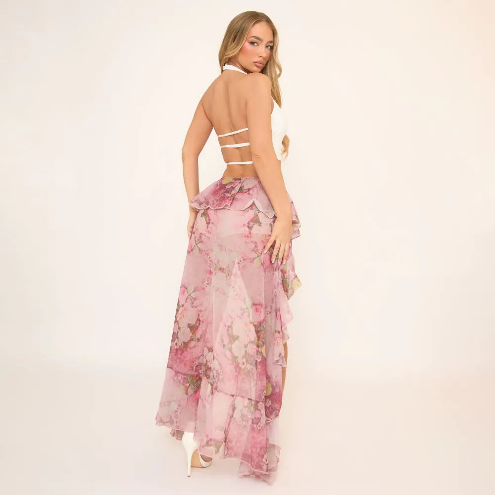 Ruffle Draped Mini Skirt