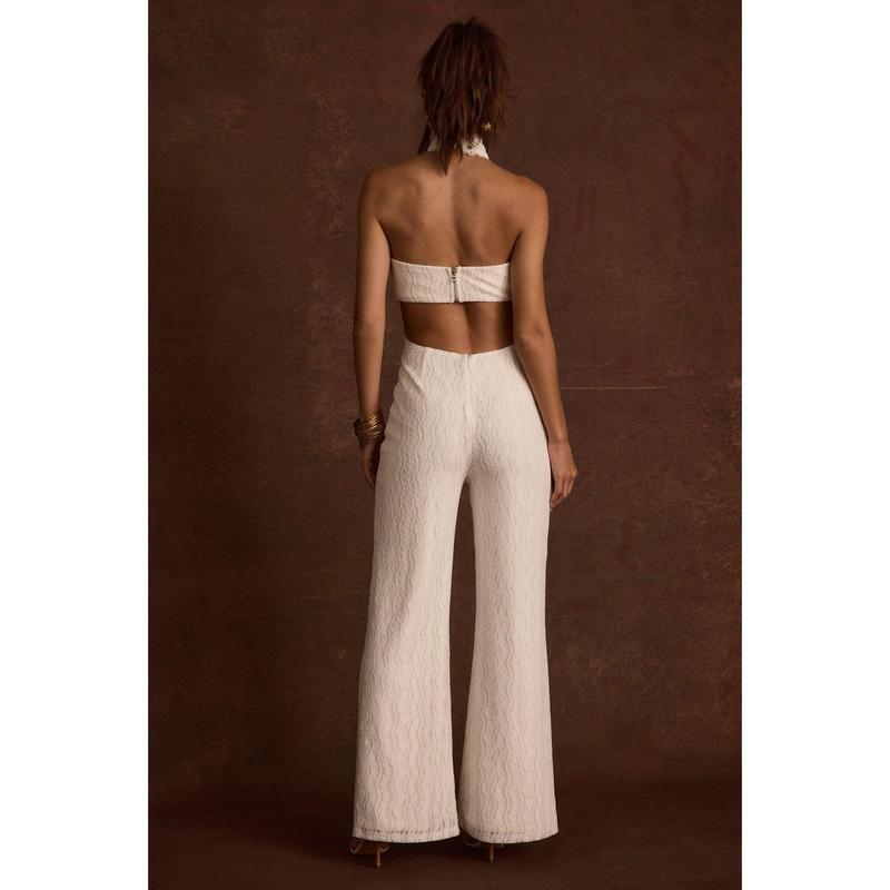 Sexy Lace Halter off-the-Shoulder Jumpsuit