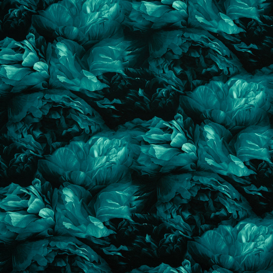 Green Floral Printed Pure Silk Marocain Crêpe