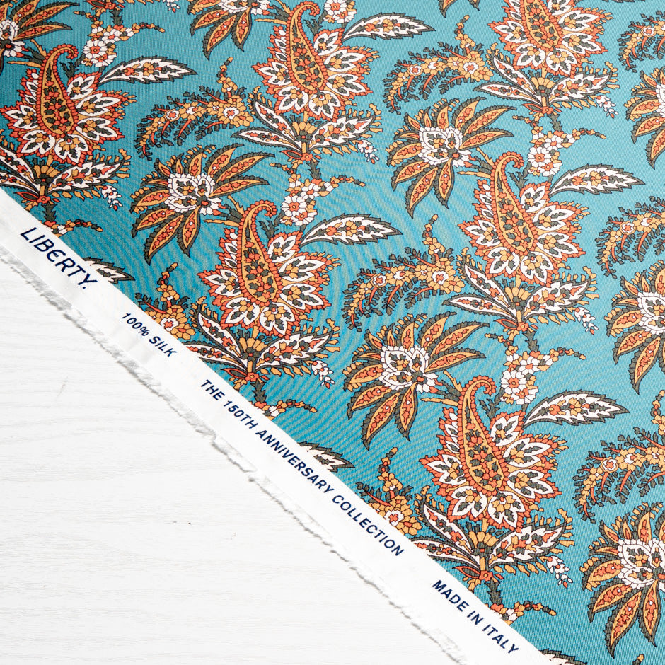 Teal 'Arundel' Liberty Pure Silk Twill