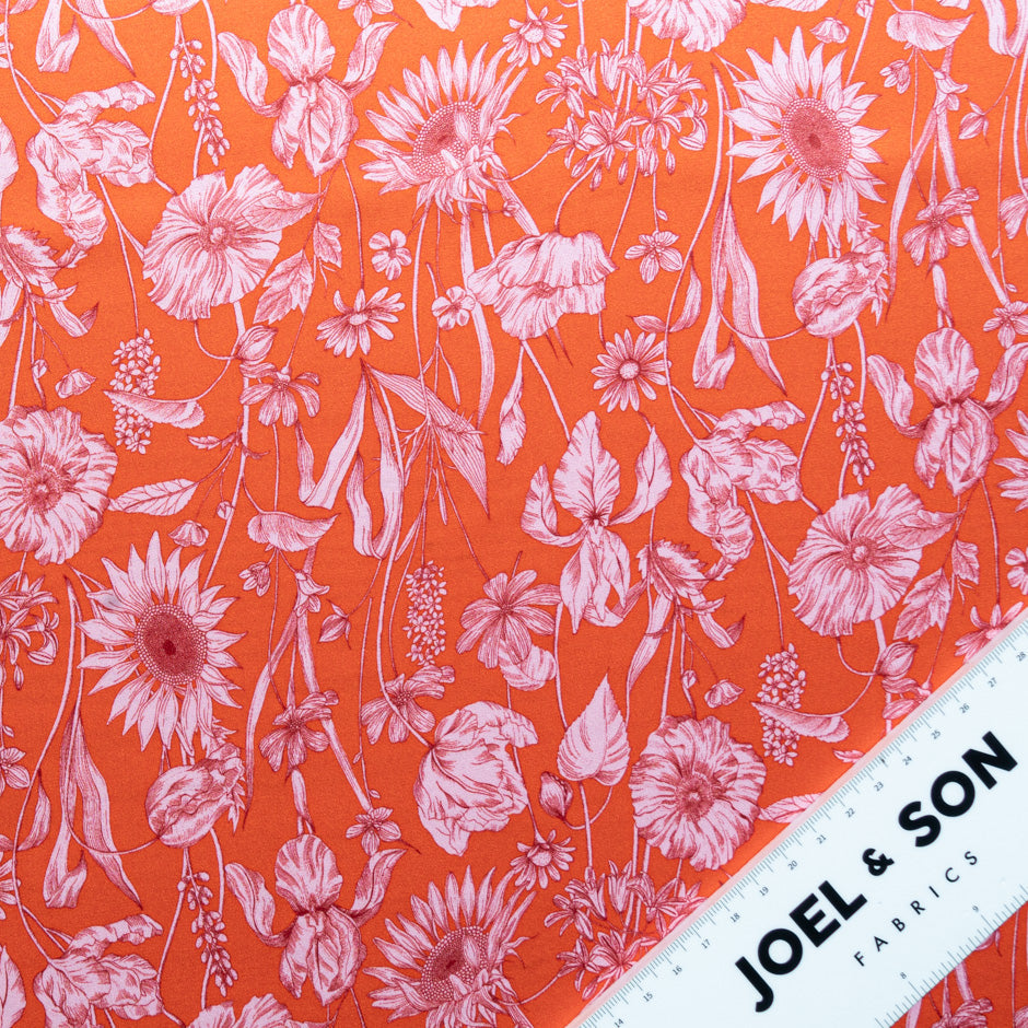 Red 'Mono Muse' Liberty Pure Silk Satin