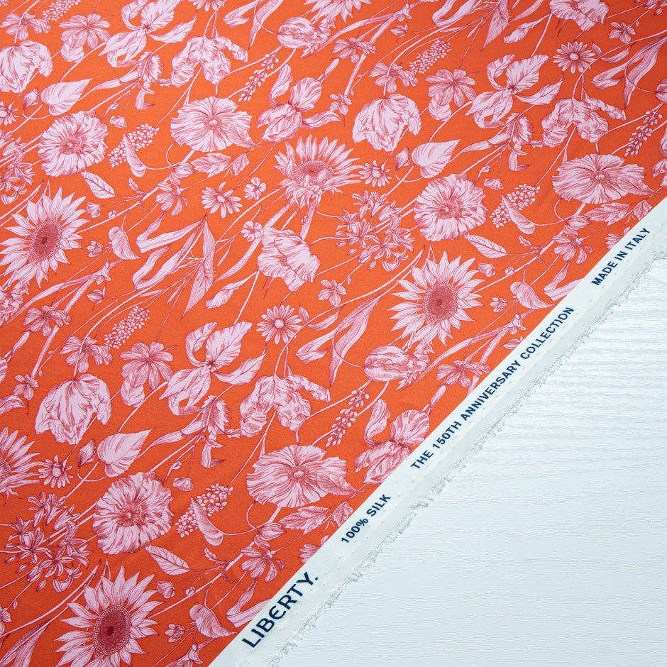 Red 'Mono Muse' Liberty Pure Silk Satin