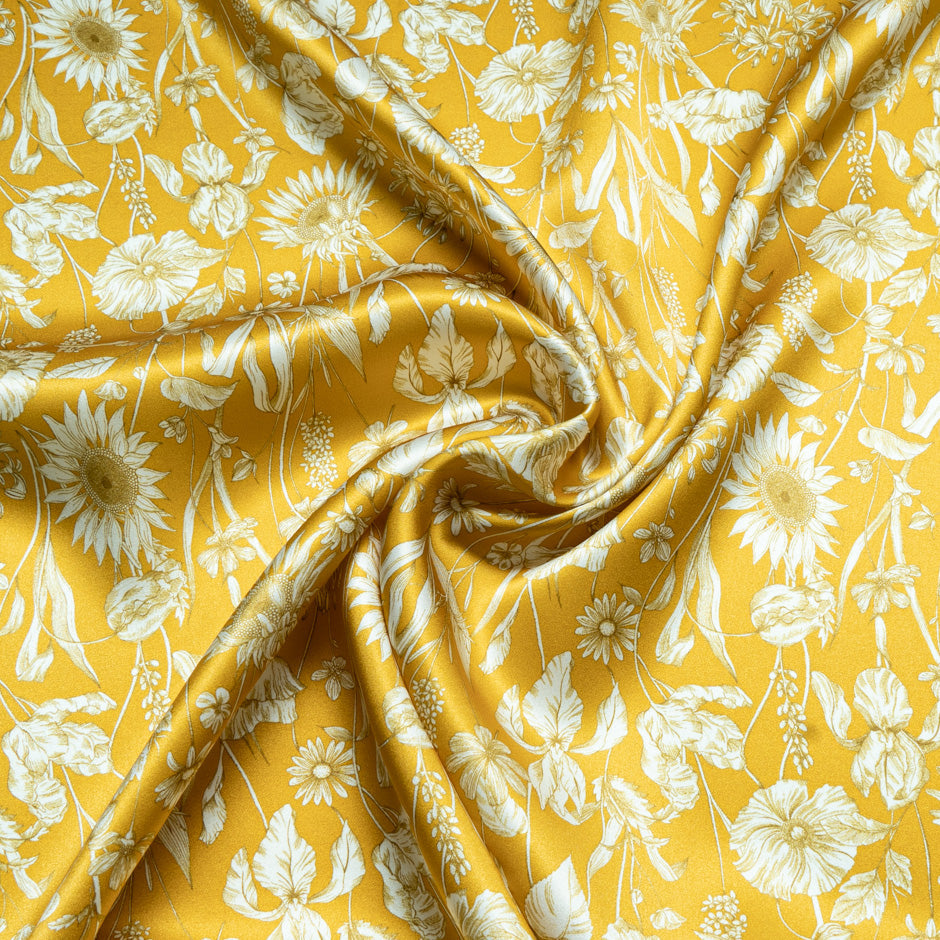 Yellow 'Mono Muse' Liberty Pure Silk Satin