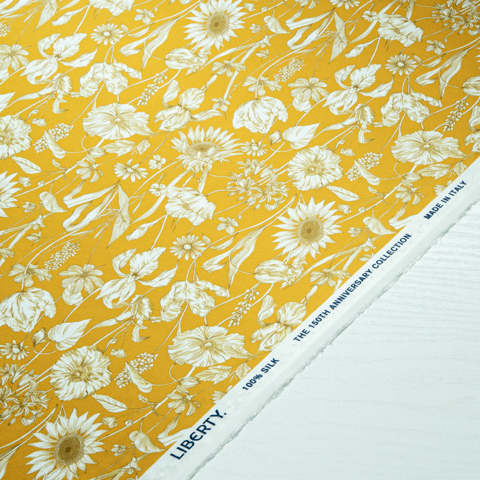 Yellow 'Mono Muse' Liberty Pure Silk Satin