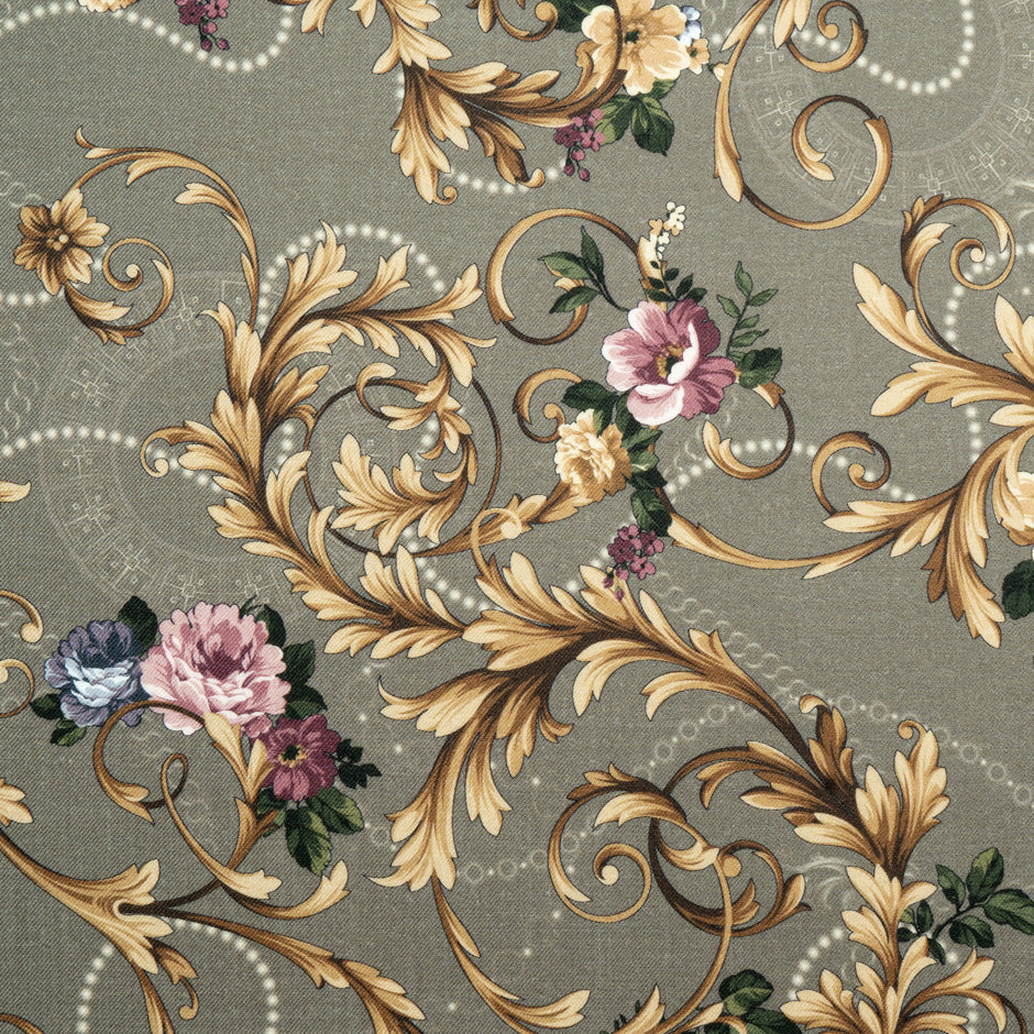 Floral Brown Printed Merino Wool