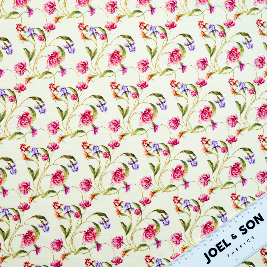 Pink & Purple Floral Printed Vanilla Cotton