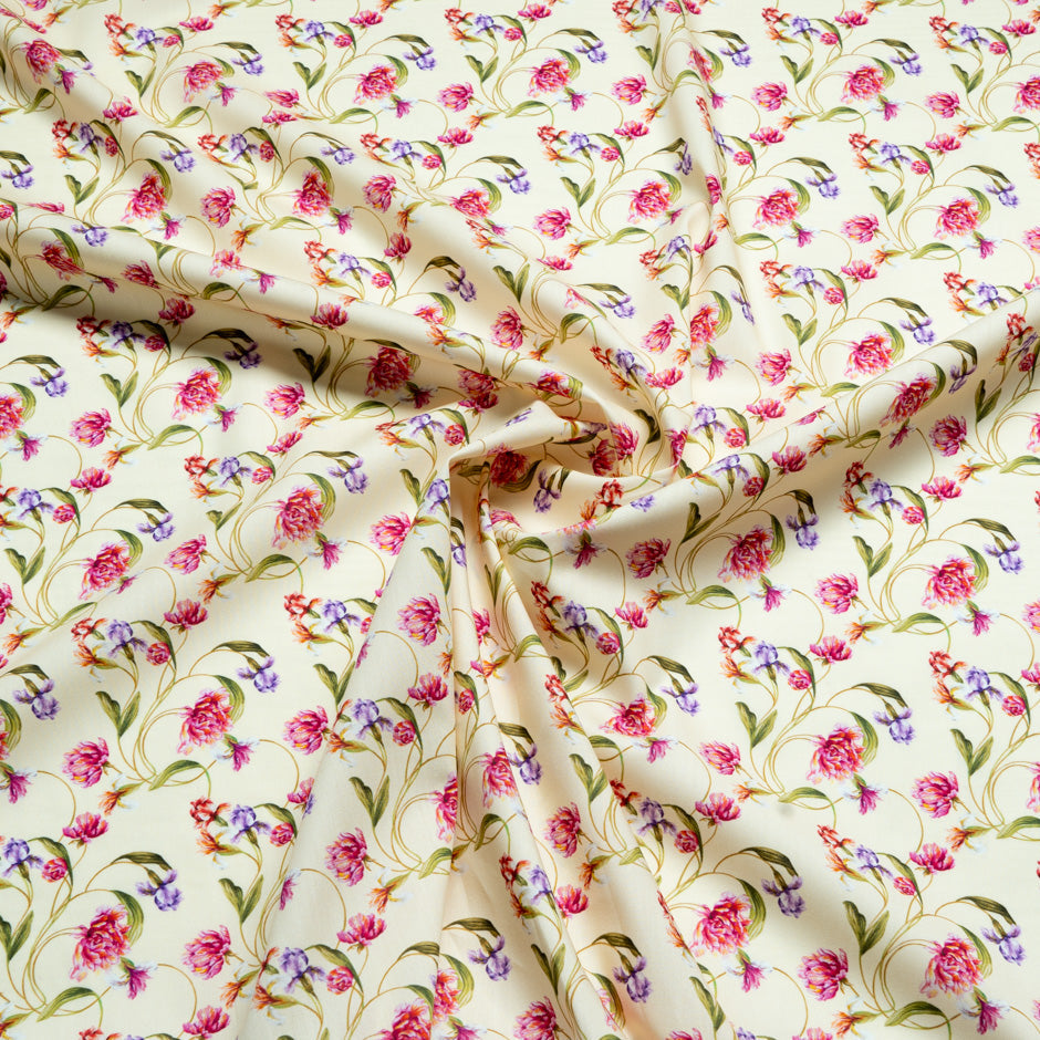 Pink & Purple Floral Printed Vanilla Cotton