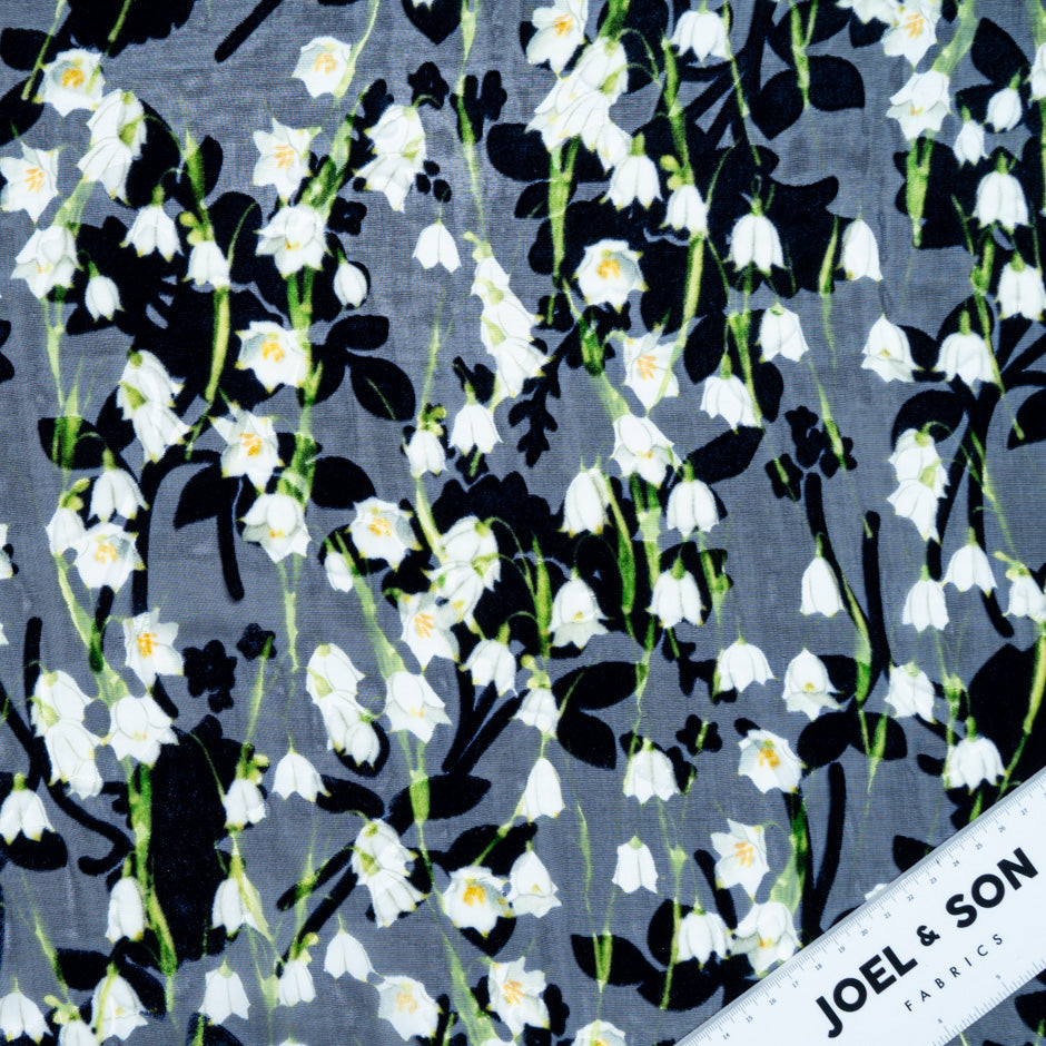 Snow Drop Printed Midnight Silk Blend Devoré Velvet