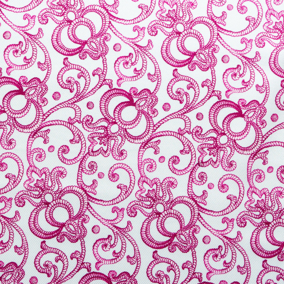 Fuchsia Pink Patterned Double Silk Twill