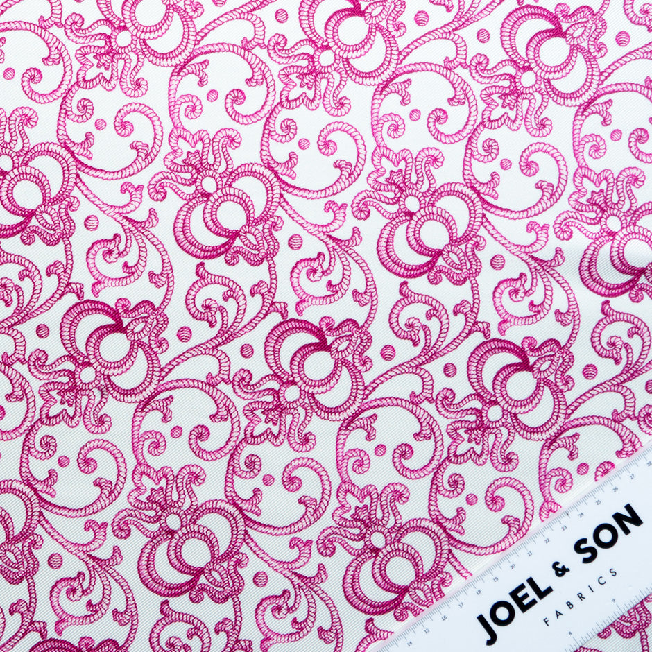 Fuchsia Pink Patterned Double Silk Twill