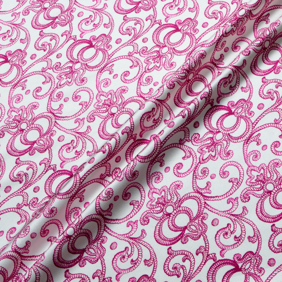 Fuchsia Pink Patterned Double Silk Twill