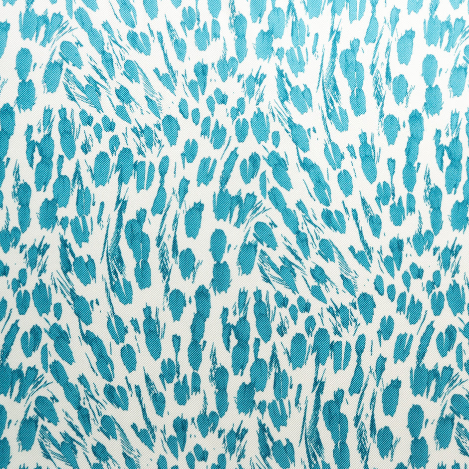 Turquoise Abstract Animal Printed Double Silk Twill