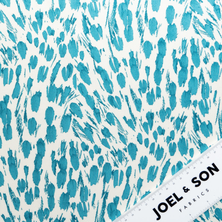 Turquoise Abstract Animal Printed Double Silk Twill