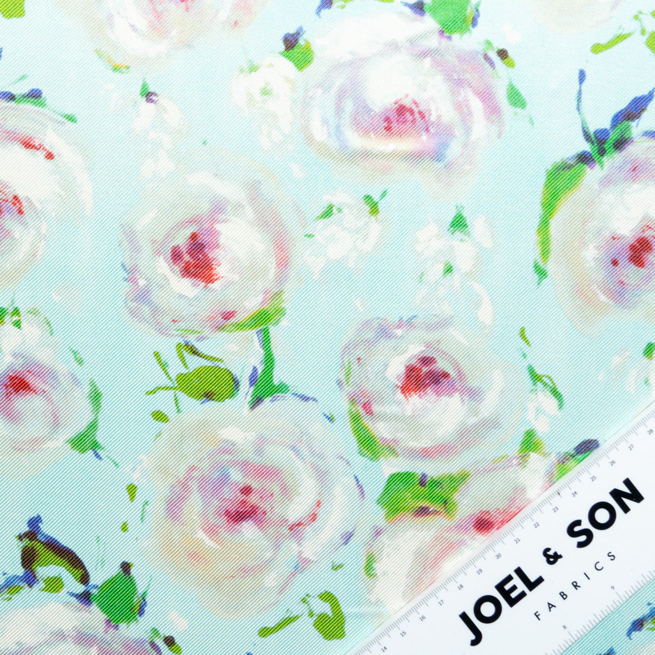 Pastel 'Watercolour' Floral Printed Double Silk Twill