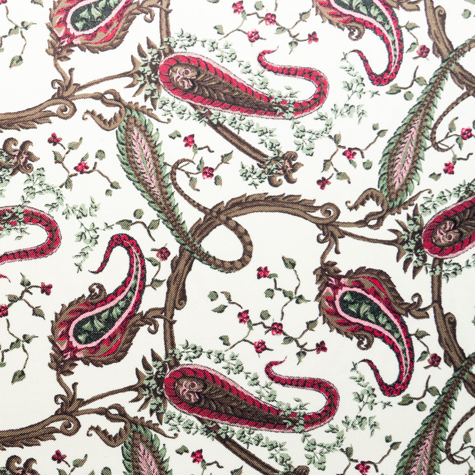 Paisley Printed Off-White Double Silk Twill