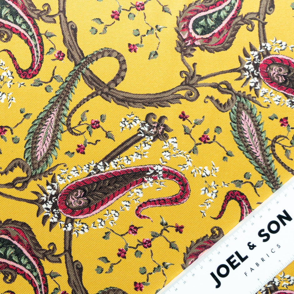 Paisley Printed Yellow Double Silk Twill