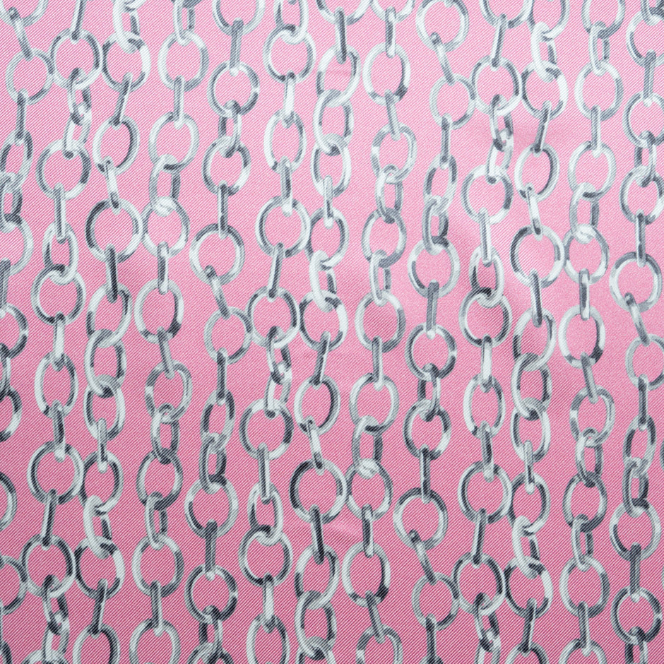Link Printed Candy Pink Double Silk Twill