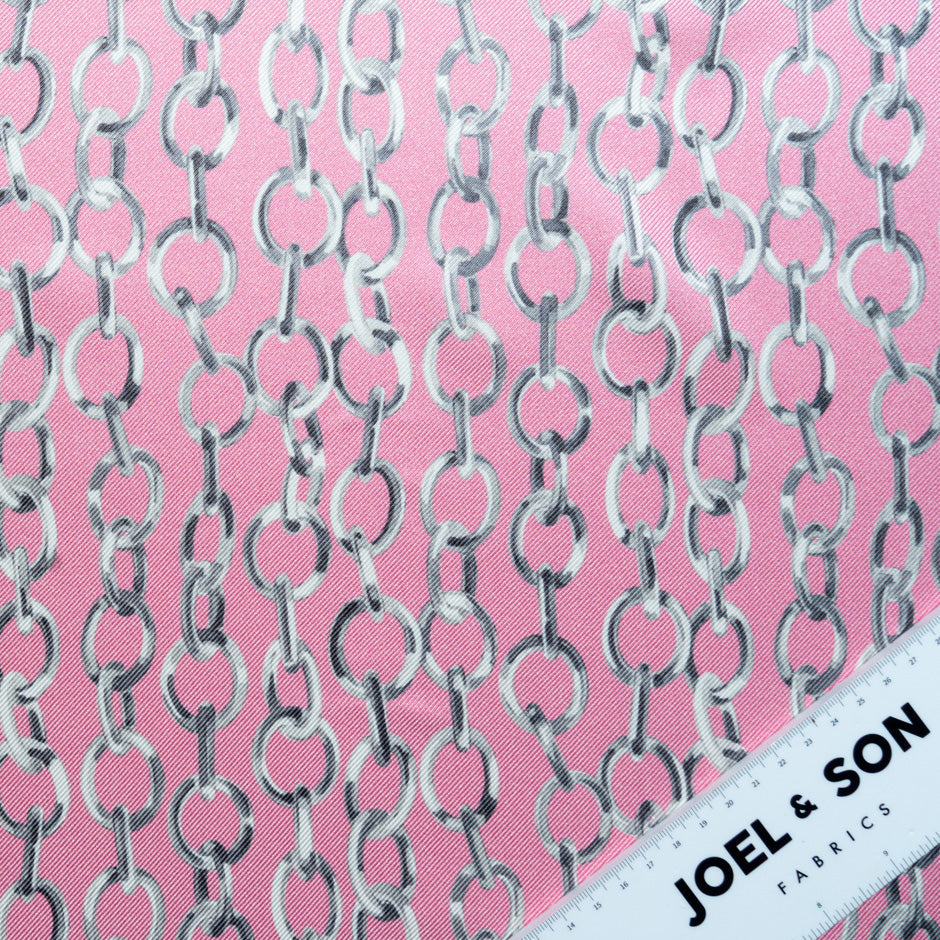 Link Printed Candy Pink Double Silk Twill