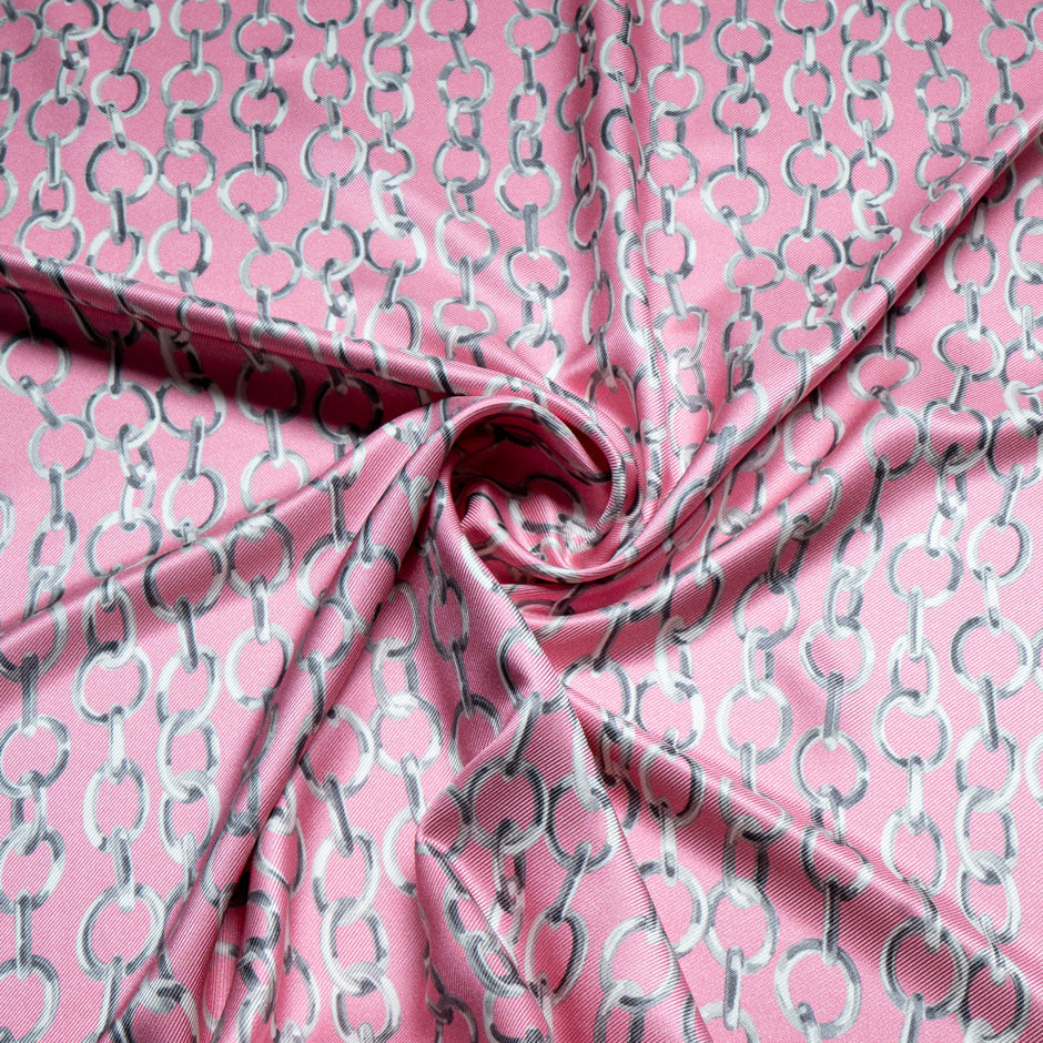 Link Printed Candy Pink Double Silk Twill