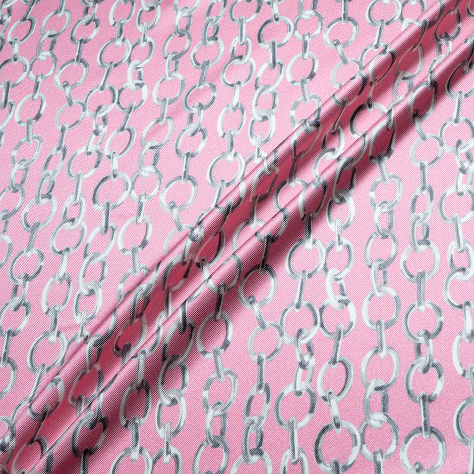 Link Printed Candy Pink Double Silk Twill