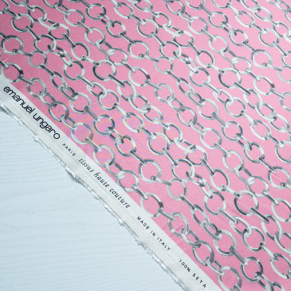 Link Printed Candy Pink Double Silk Twill