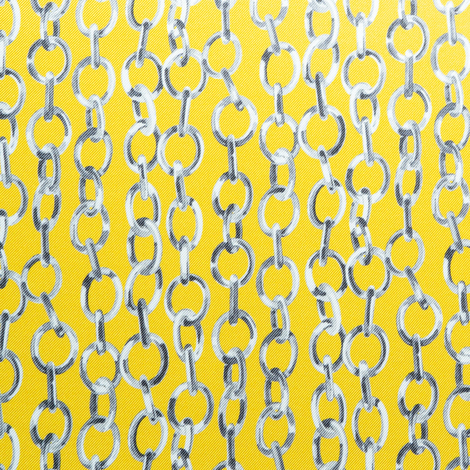 Link Printed Yellow Double Silk Twill