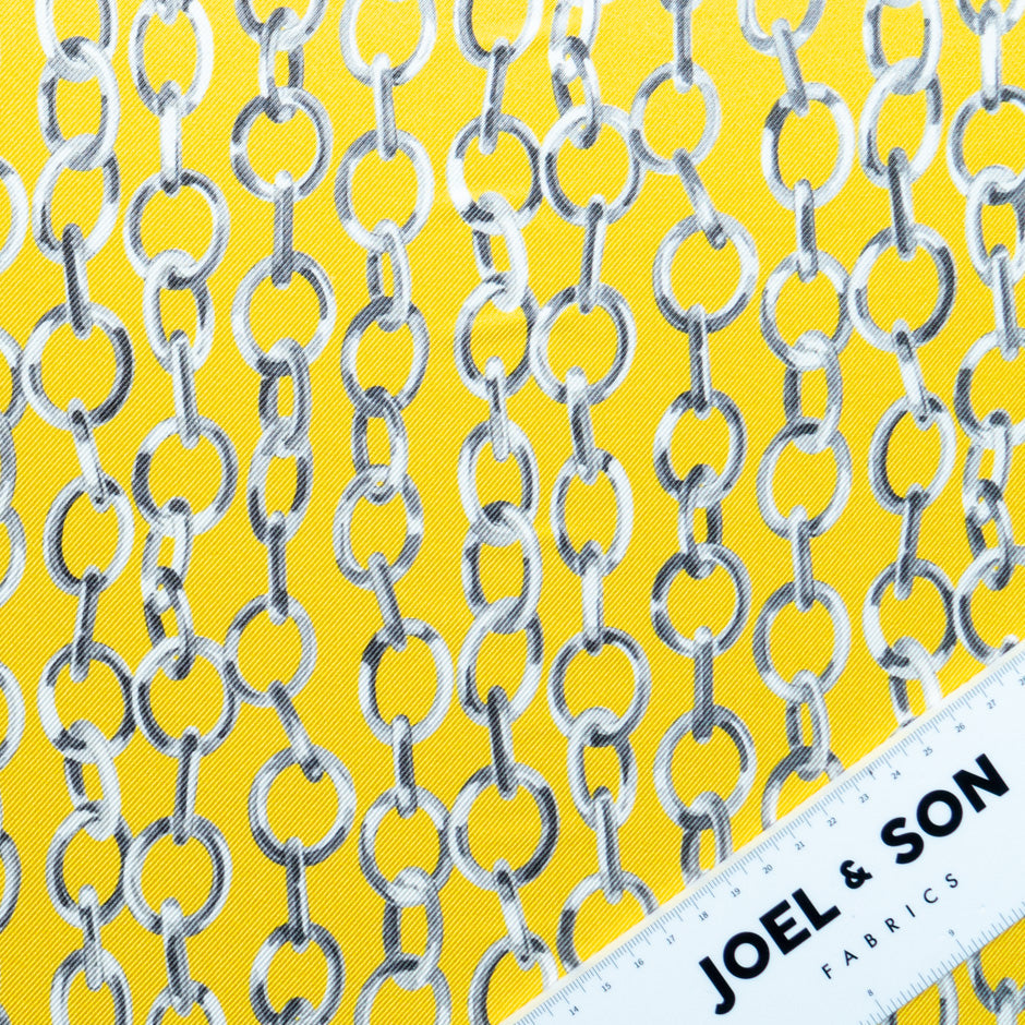 Link Printed Yellow Double Silk Twill