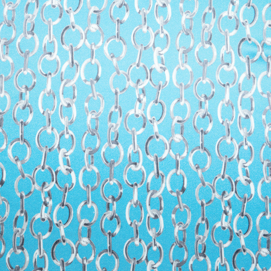 Link Printed Sky Blue Double Silk Twill