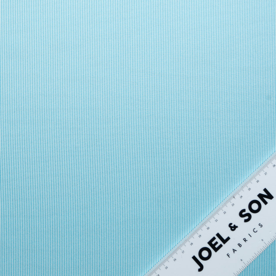 Rich Sky Blue Striped Silk Twill
