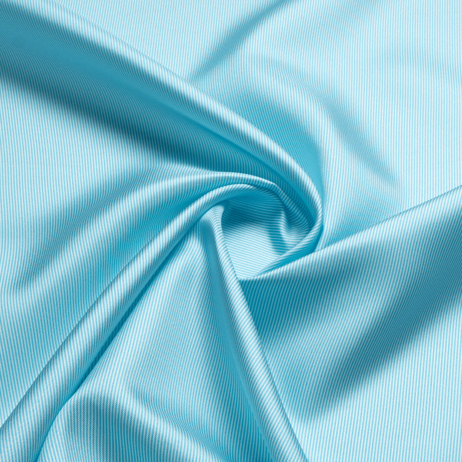 Rich Sky Blue Striped Silk Twill