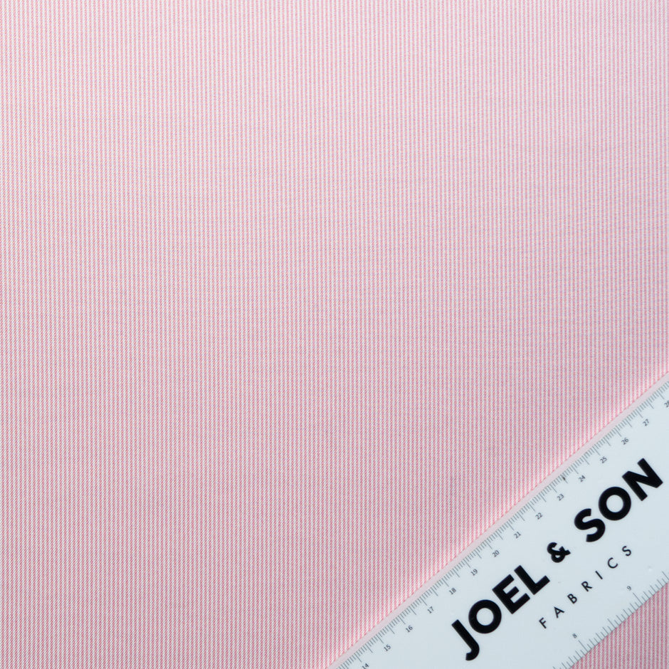 Baby Pink Fine Striped Silk Twill