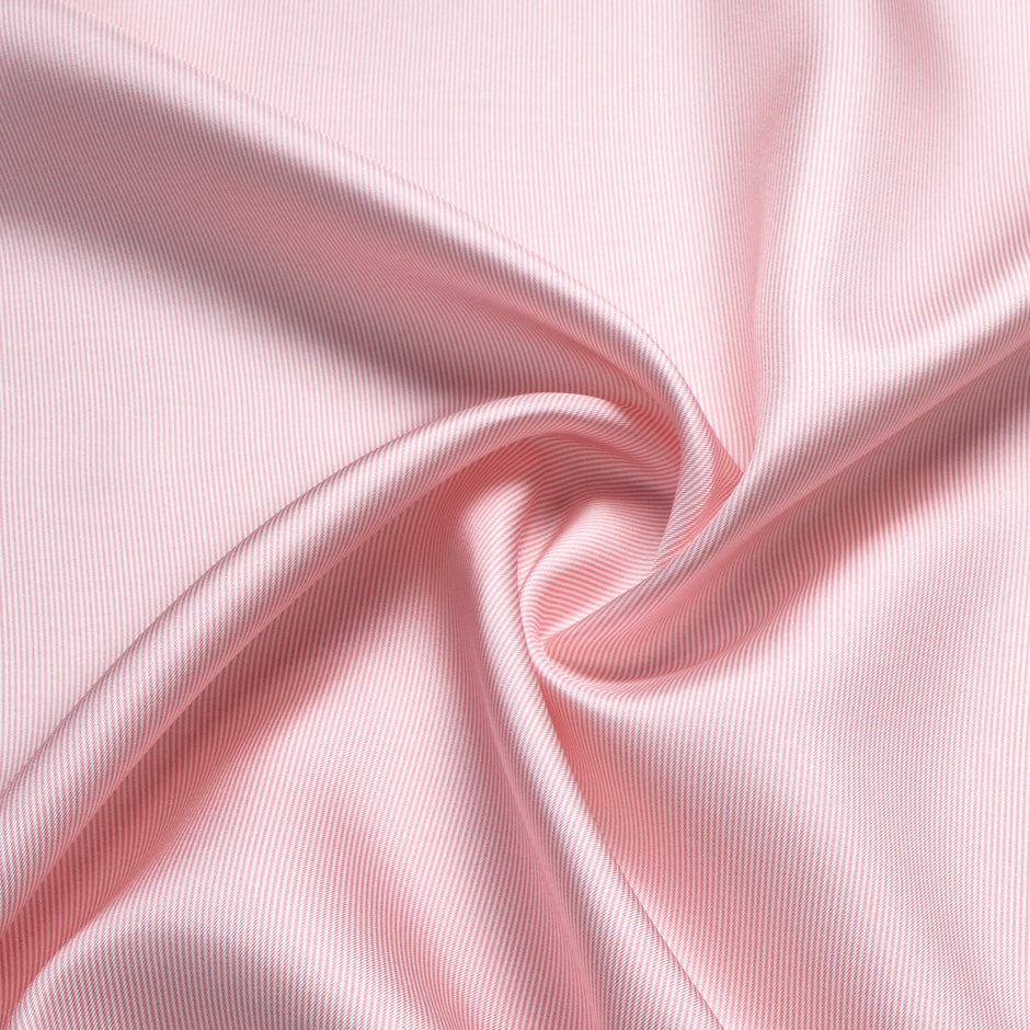 Baby Pink Fine Striped Silk Twill