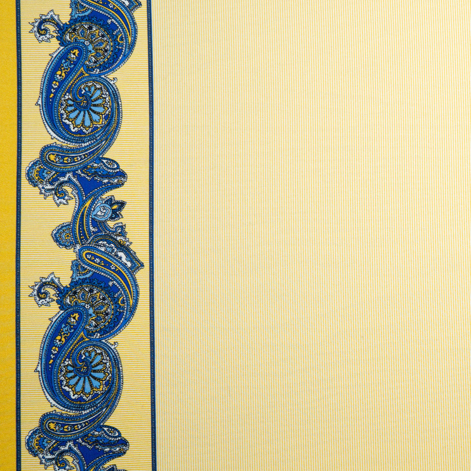Lemon Yellow Fine Striped Silk Twill