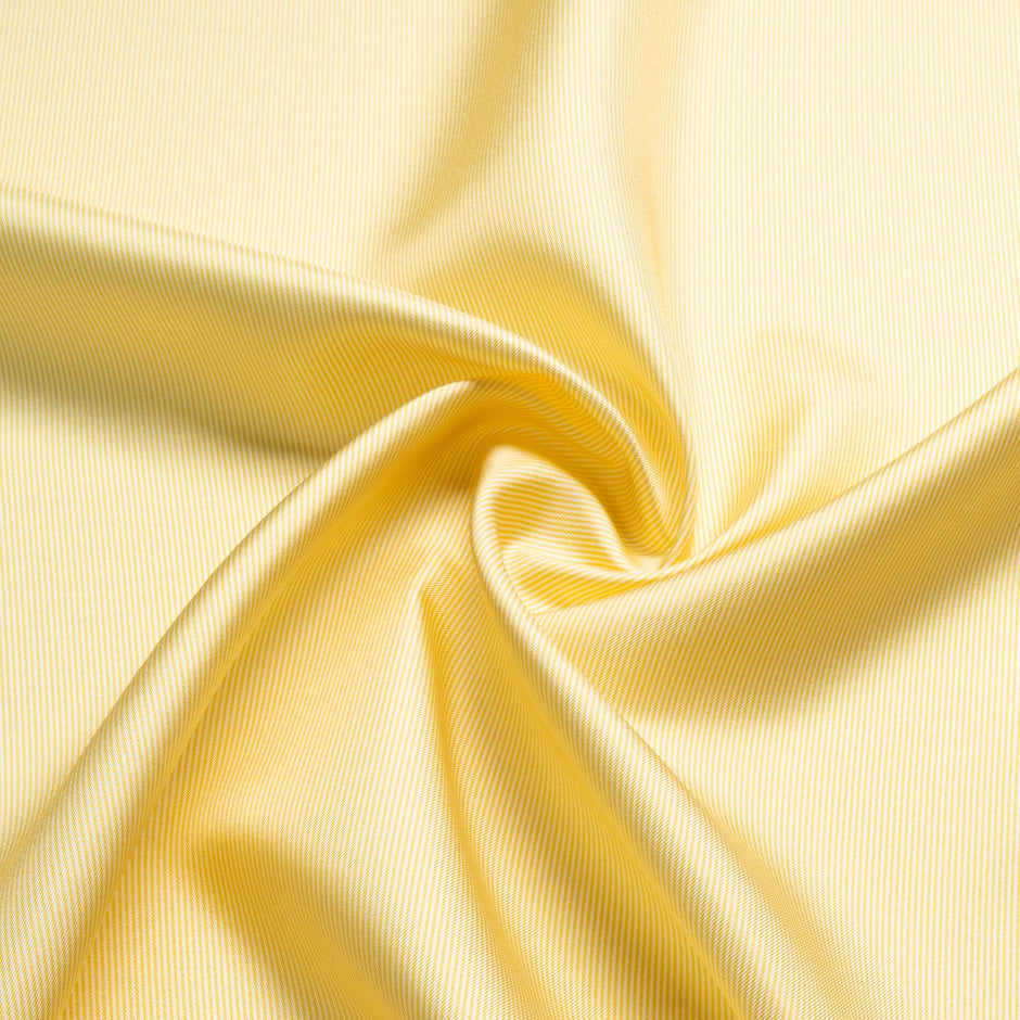 Lemon Yellow Fine Striped Silk Twill
