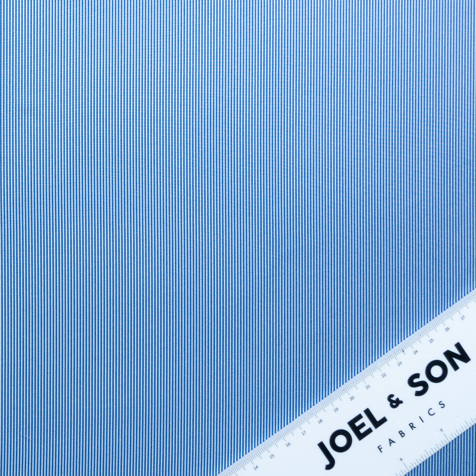 French Blue Striped Silk Twill