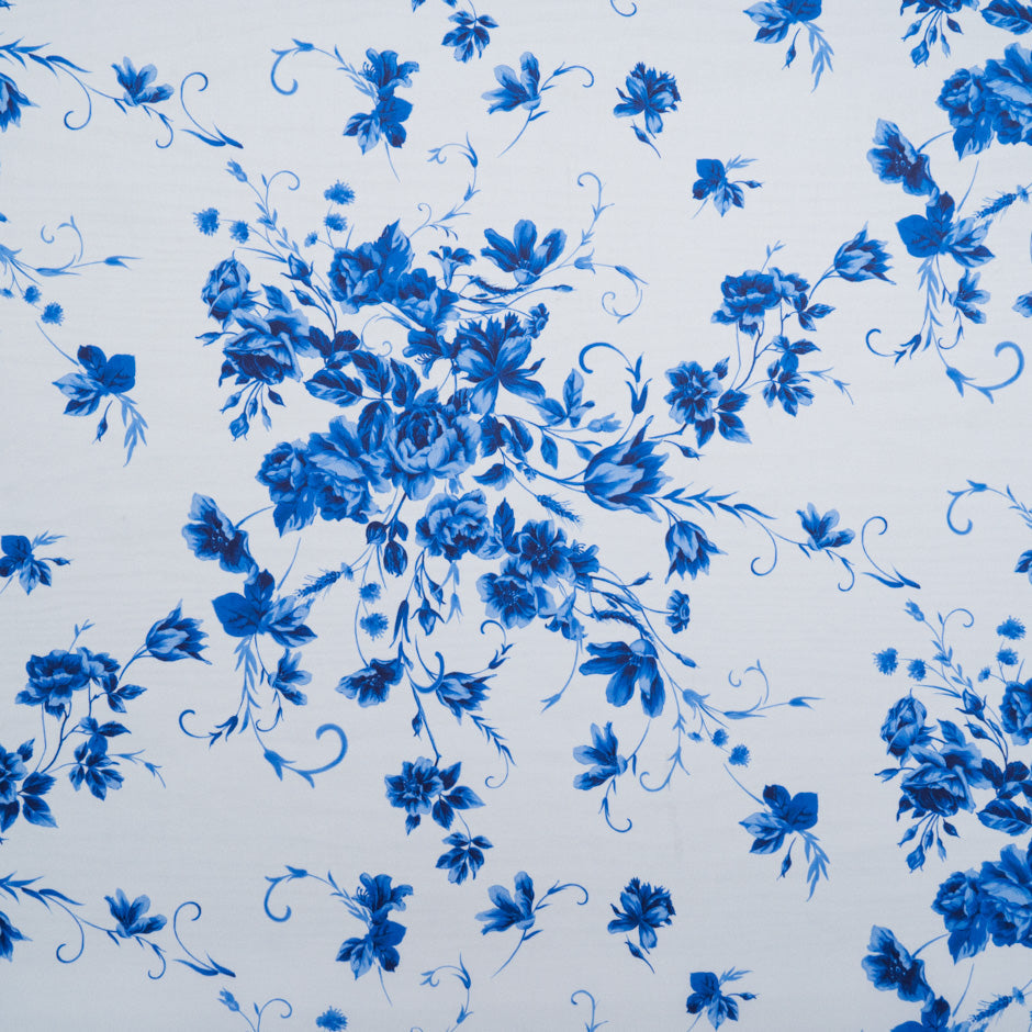 Blue Floral Printed Pale Blue Luxury Cotton