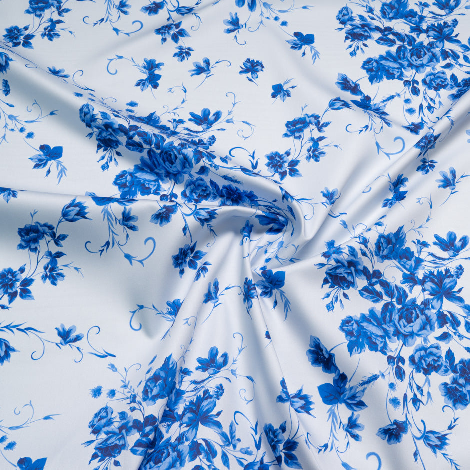 Blue Floral Printed Pale Blue Luxury Cotton