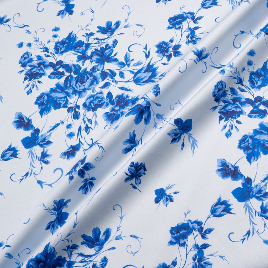 Blue Floral Printed Pale Blue Luxury Cotton
