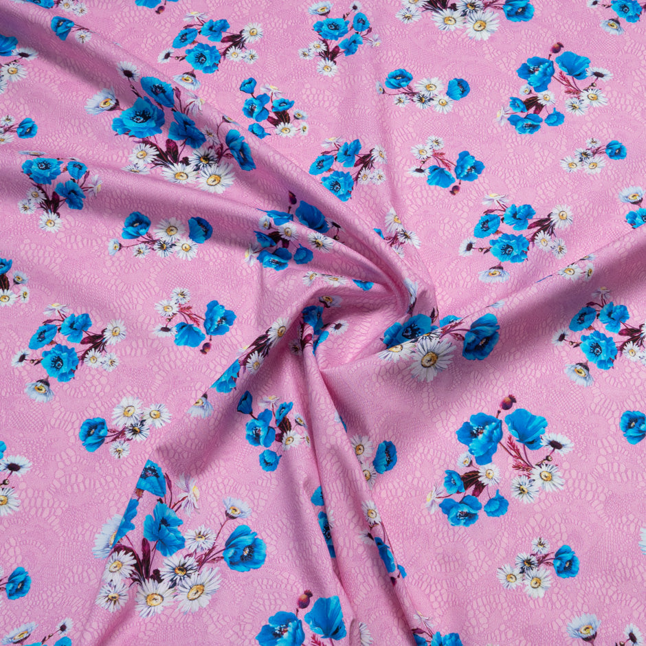 Daisy Floral Printed Candy Pink Cotton