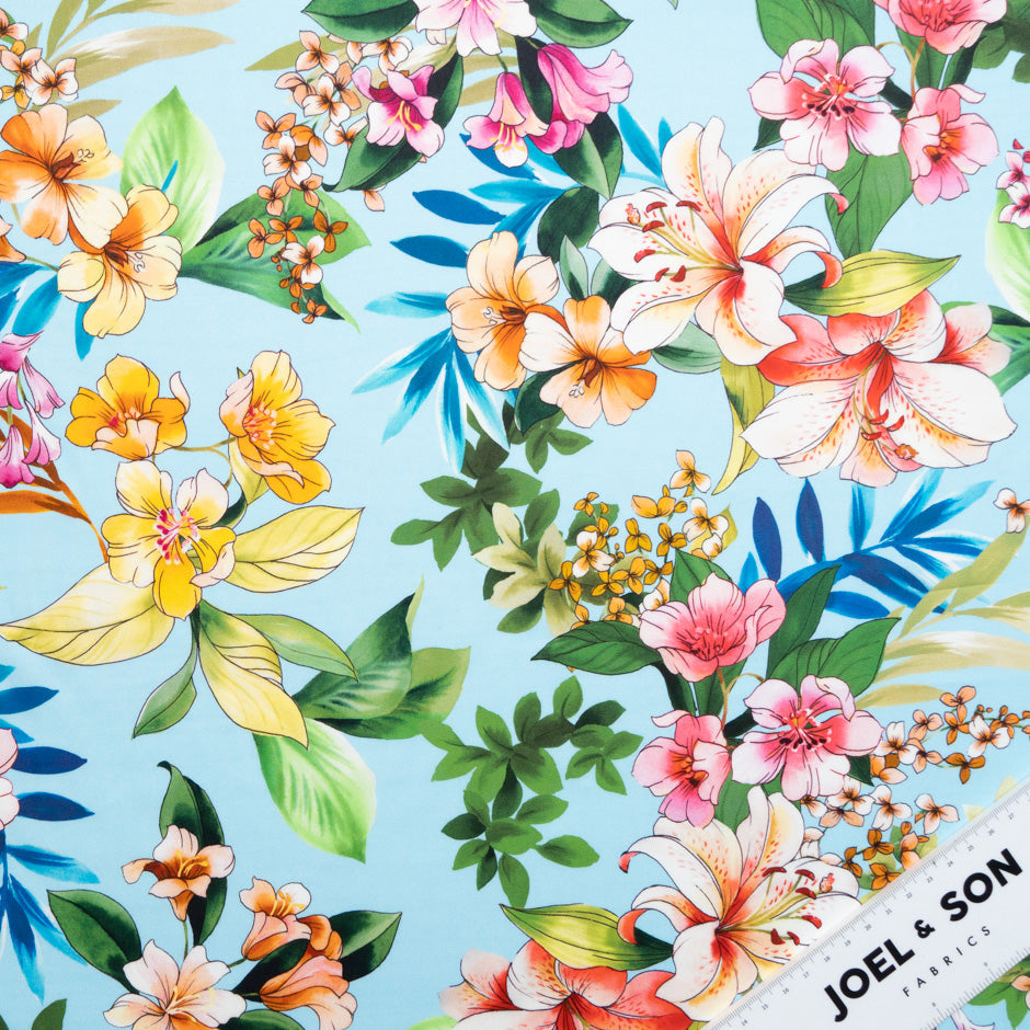 Floral Printed Pale Blue Luxury Cotton