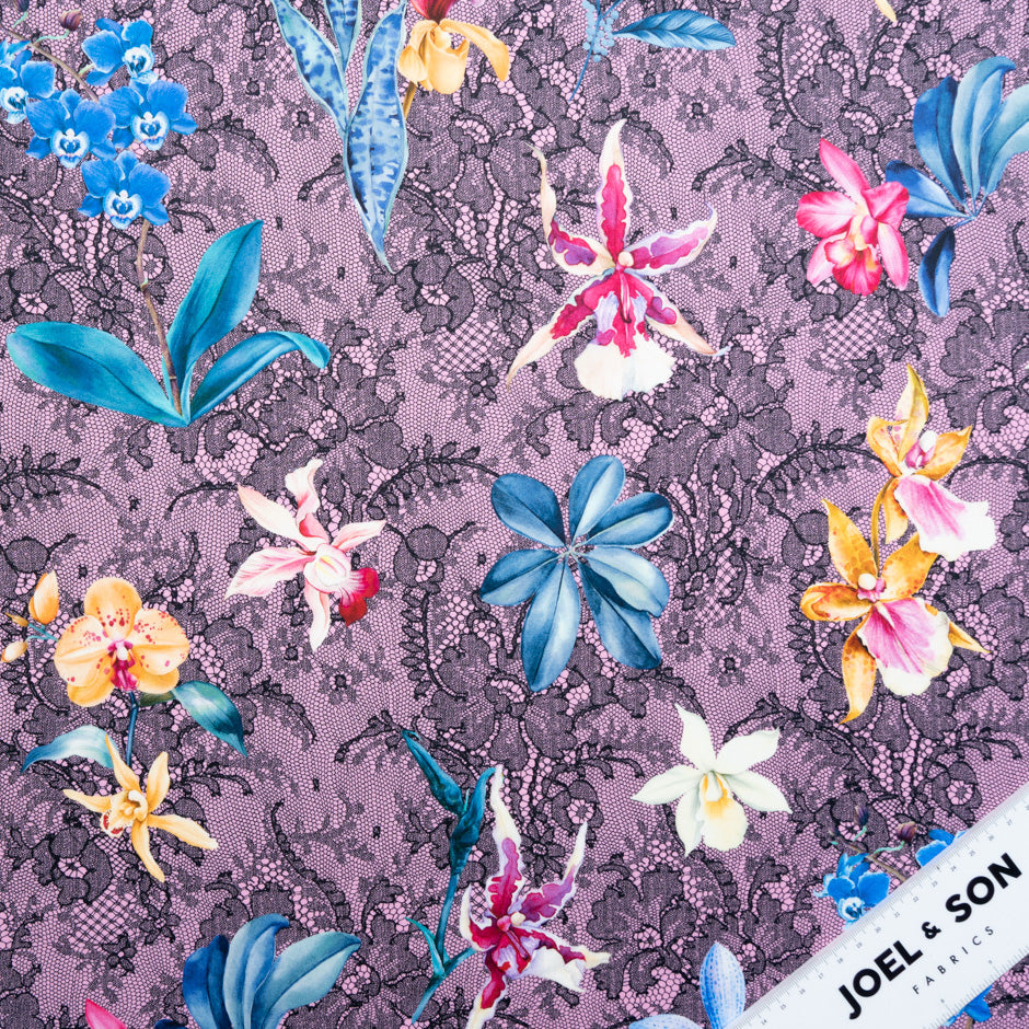 Orchid Floral & Lace Printed Pink Pure Cotton