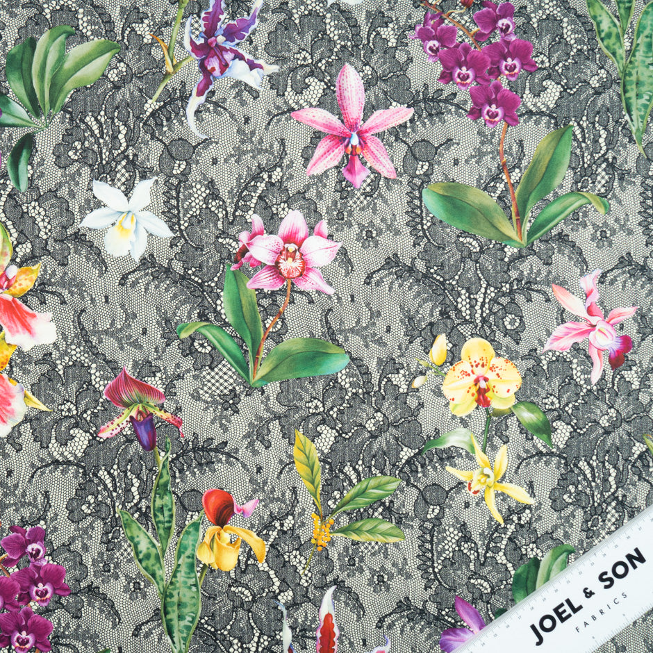 Orchid Floral & Lace Printed Cream Pure Cotton
