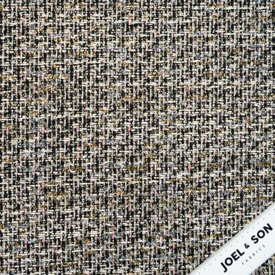 Pastel & Black Metallic Mixed Fibre Bouclé