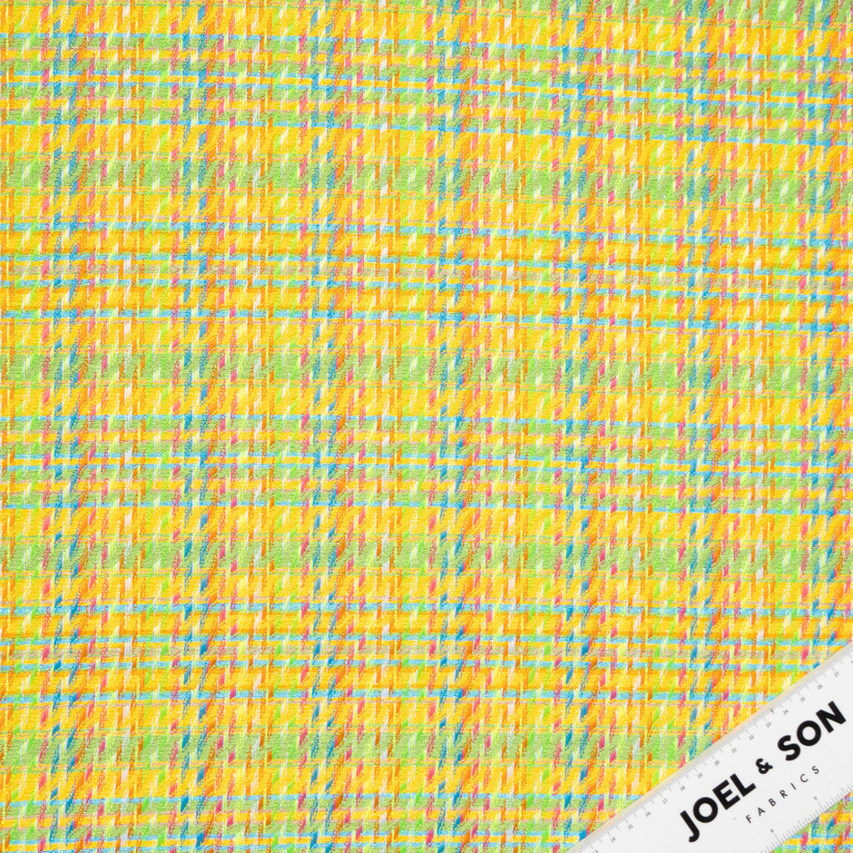 Multi-Coloured Yellow Cotton Blend Bouclé