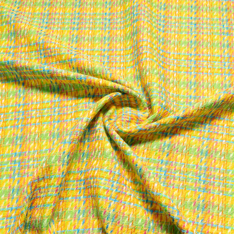 Multi-Coloured Yellow Cotton Blend Bouclé