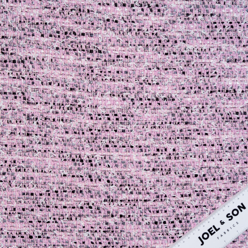 Candy Pink & Black Cotton Blend Bouclé