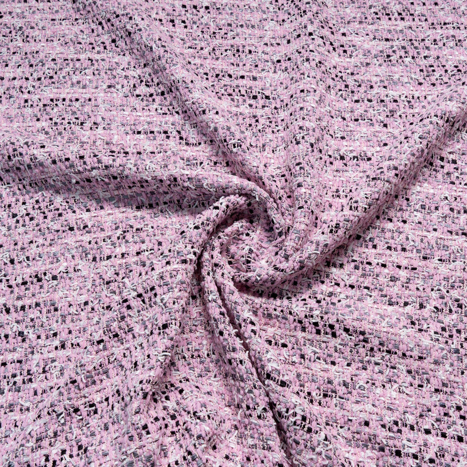 Candy Pink & Black Cotton Blend Bouclé