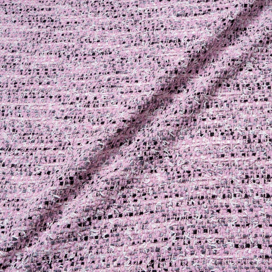 Candy Pink & Black Cotton Blend Bouclé